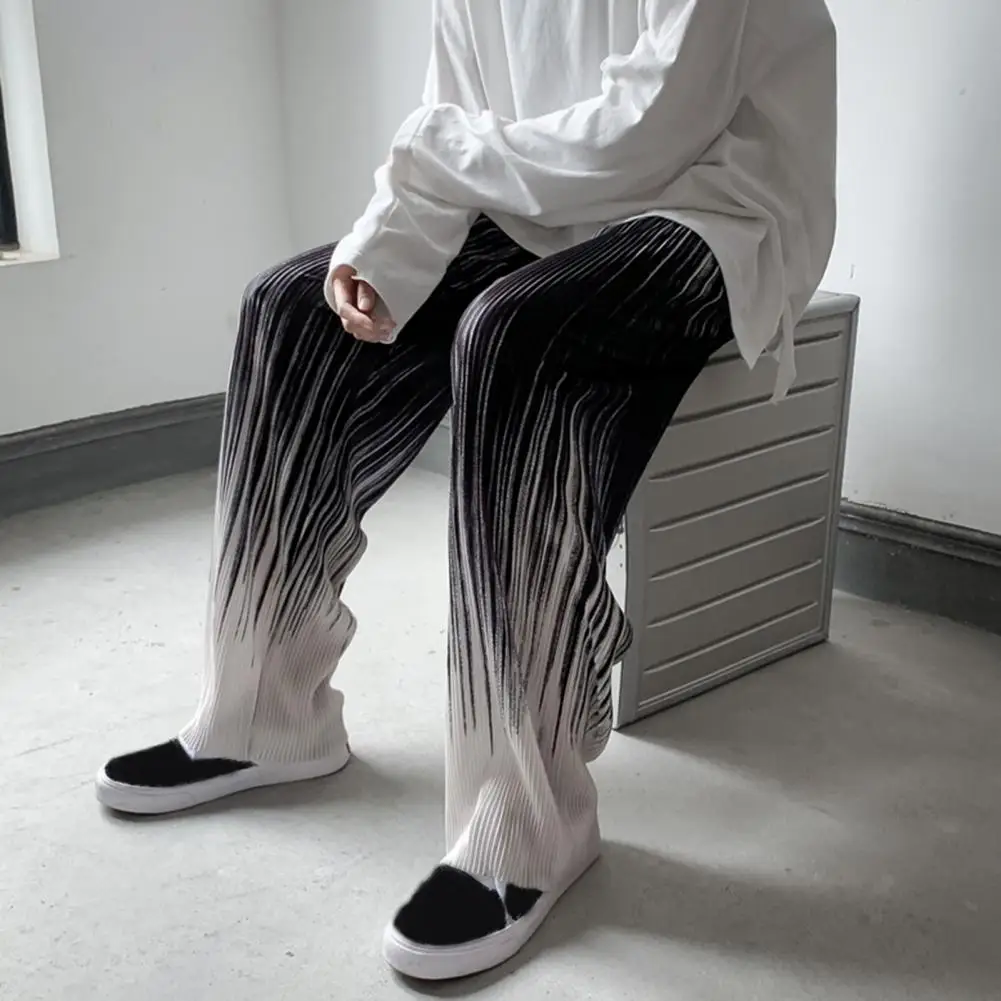 Men-Pants-Contrast-Colors-Gradient-Color-Striped-Loose-Baggy-Match-Top-Trousers-Elastic-Waist-Wide-Leg-1