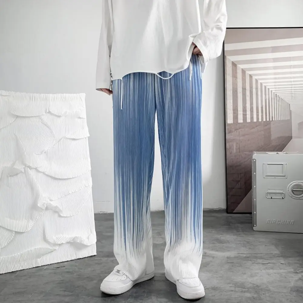Men-Pants-Contrast-Colors-Gradient-Color-Striped-Loose-Baggy-Match-Top-Trousers-Elastic-Waist-Wide-Leg-2